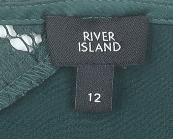 Womens UK Size 12 River Island Green Basic Blouse