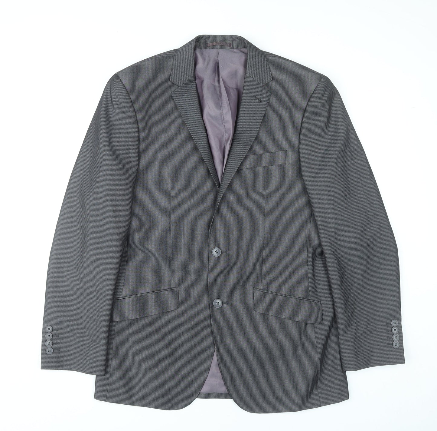 F&F Men’s Grey 38R Pinstripe Blazer Single-Breasted Jacket