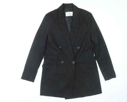 Stradivarius Women’s Black Pinstripe Double-Breasted Blazer Jacket S