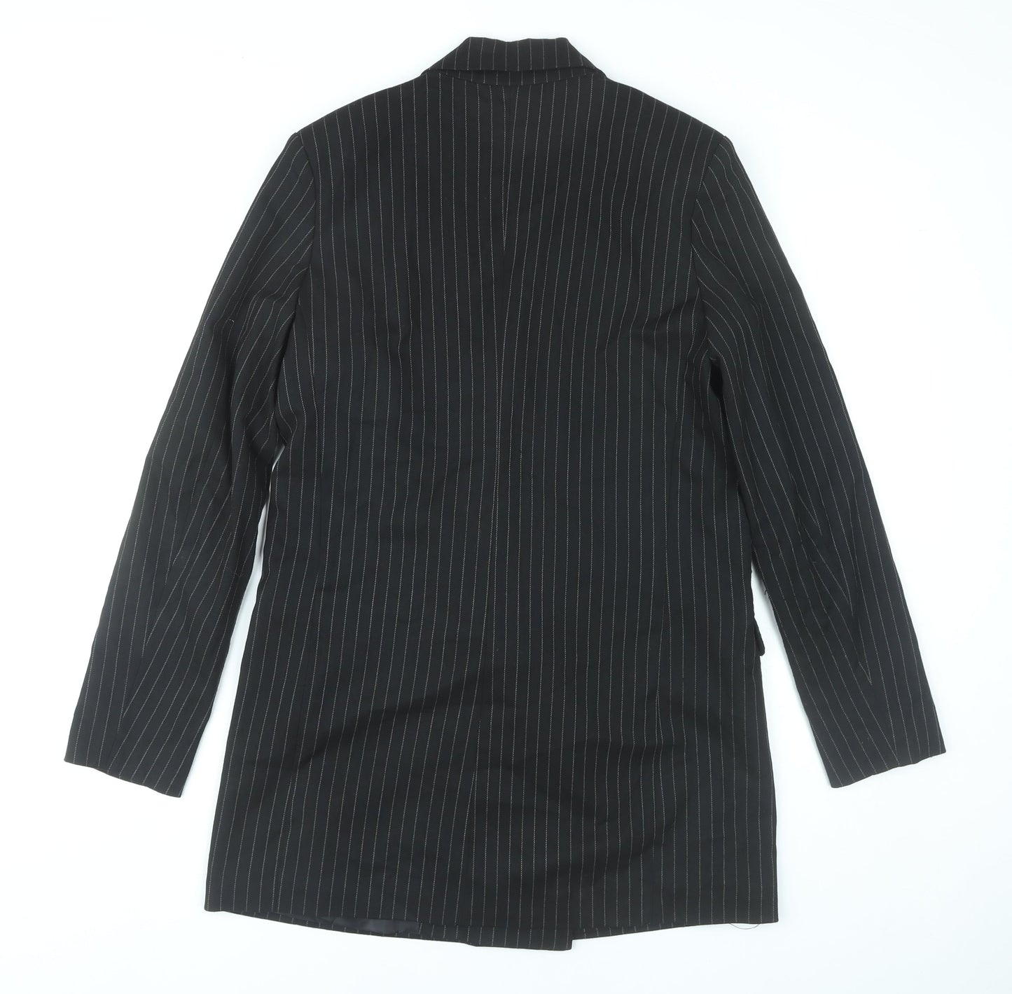 Stradivarius Women’s Black Pinstripe Double-Breasted Blazer Jacket S