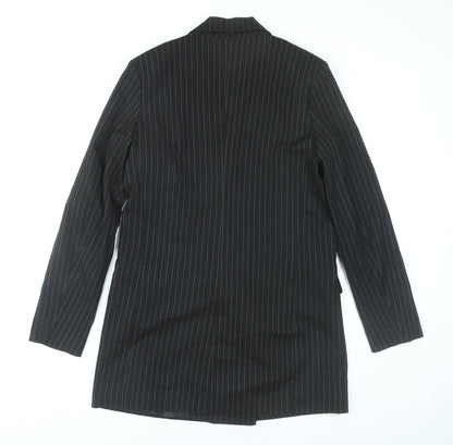 Stradivarius Women’s Black Pinstripe Double-Breasted Blazer Jacket S
