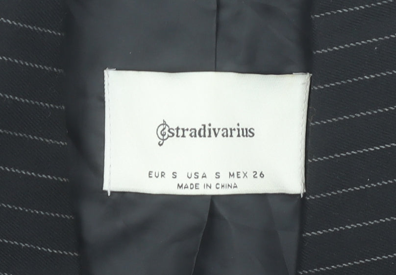 Stradivarius Women’s Black Pinstripe Double-Breasted Blazer Jacket S