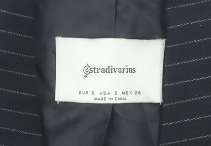 Stradivarius Women’s Black Pinstripe Double-Breasted Blazer Jacket S