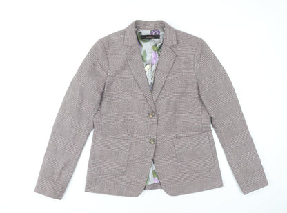 Next Women’s Brown Checked Blazer Size 14 Regular Fit Wool Look