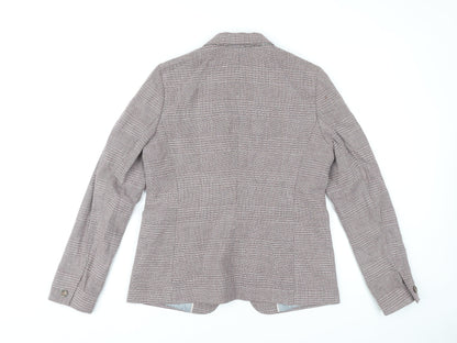 Next Women’s Brown Checked Blazer Size 14 Regular Fit Wool Look