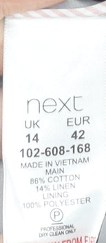 Next Women’s Brown Checked Blazer Size 14 Regular Fit Wool Look