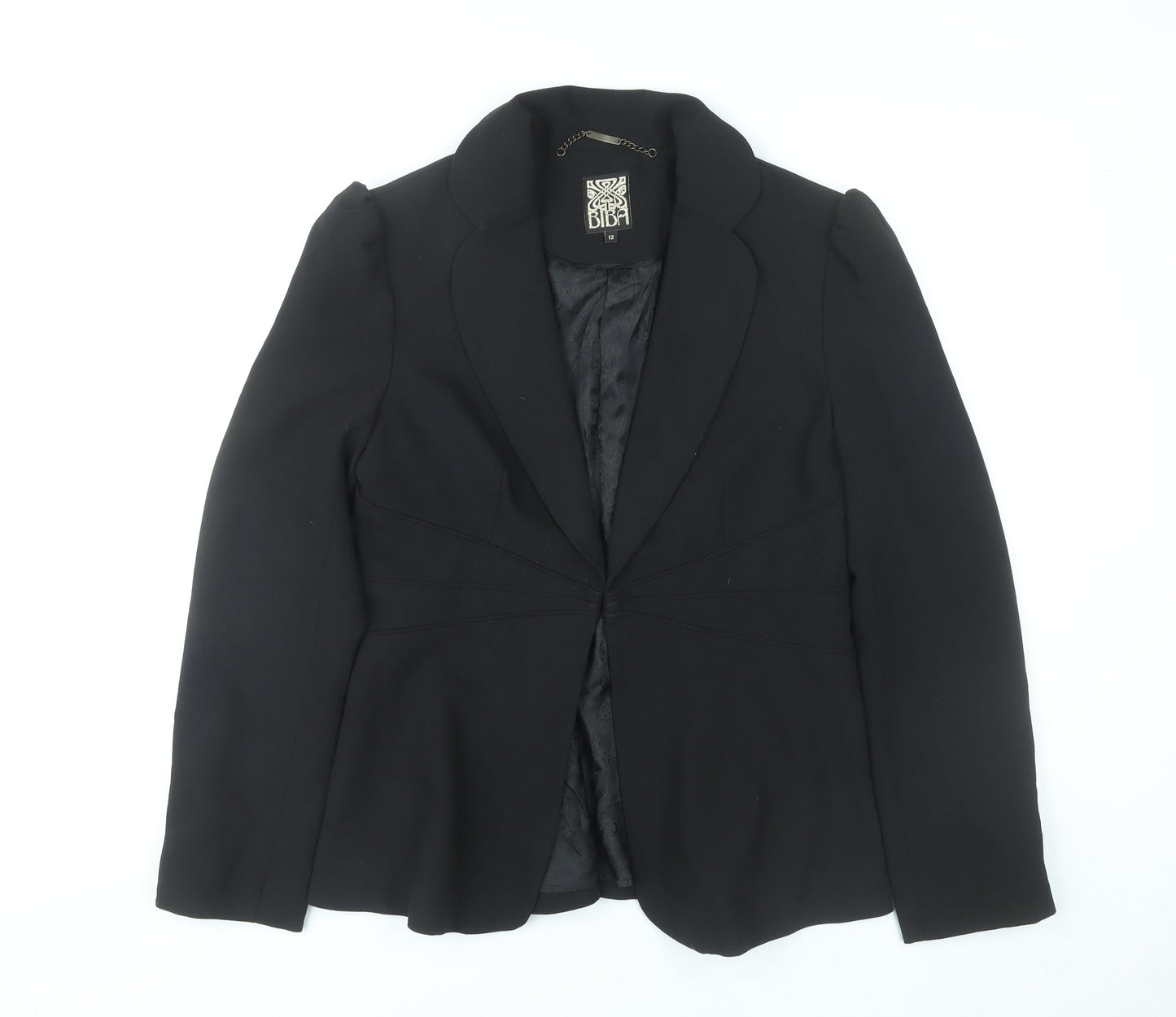 Biba Womens Black Slim Fit Blazer Jacket Size 12