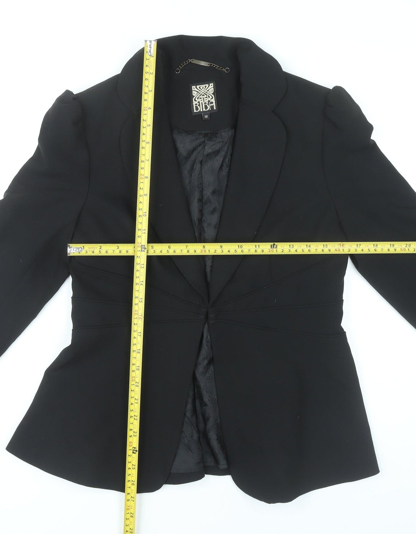 Biba Womens Black Slim Fit Blazer Jacket Size 12