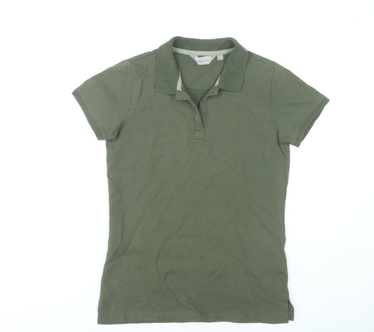 Mountain Warehouse Womens Green Polo Shirt UK 10 Cotton Stretch