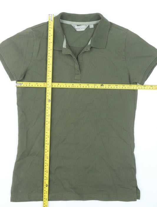 Mountain Warehouse Womens Green Polo Shirt UK 10 Cotton Stretch