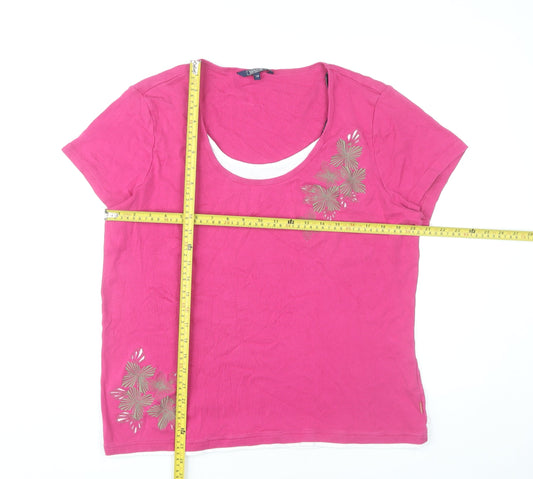 Maine New England Women’s Pink Floral Cotton T-Shirt Size 18