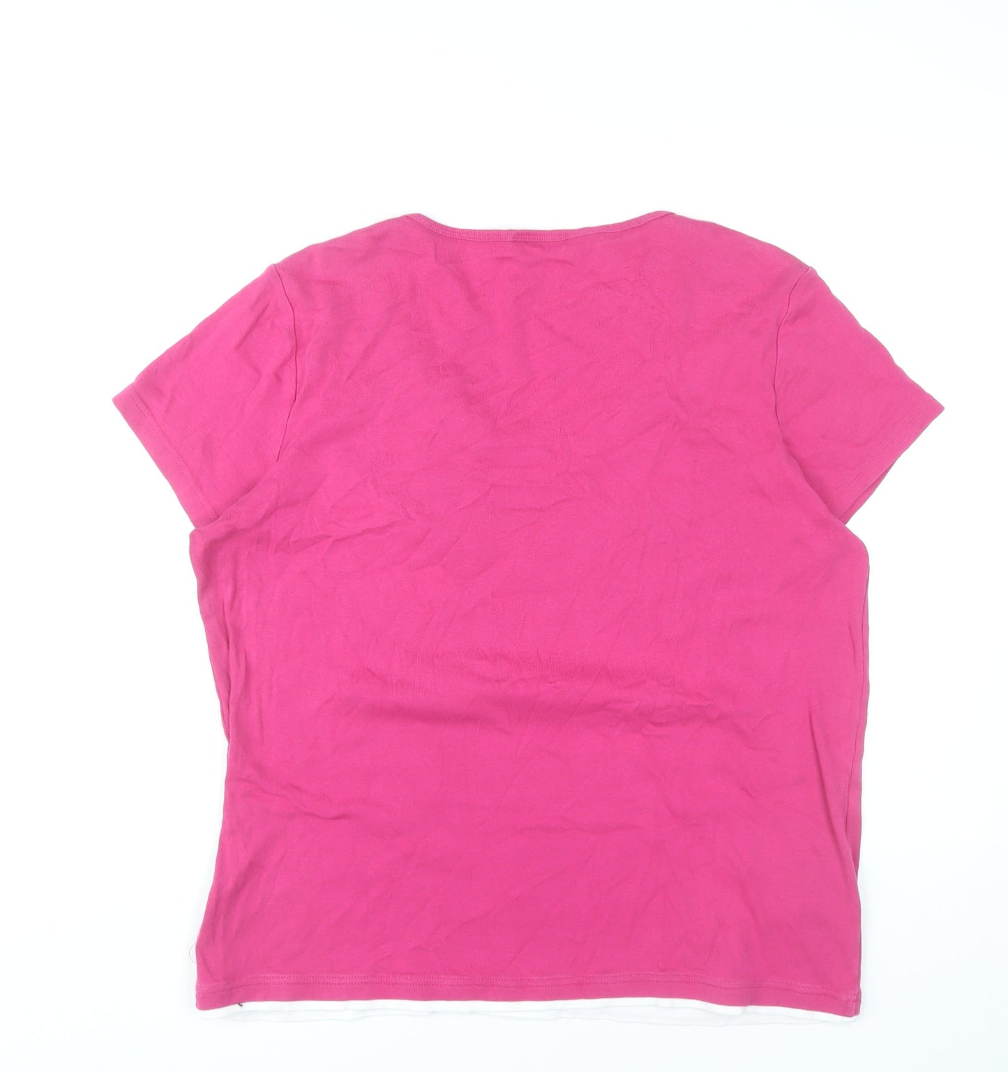 Maine New England Women’s Pink Floral Cotton T-Shirt Size 18