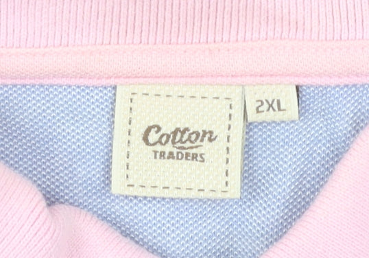 Cotton Traders Men’s Pink 2XL Polo Shirt Short Sleeve 100% Cotton