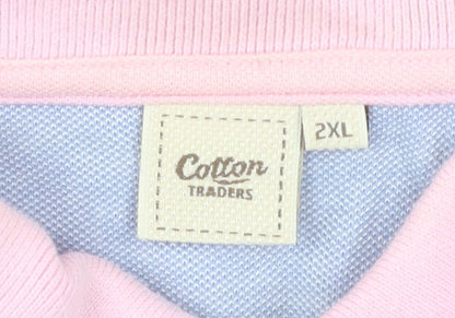 Cotton Traders Men’s Pink 2XL Polo Shirt Short Sleeve 100% Cotton