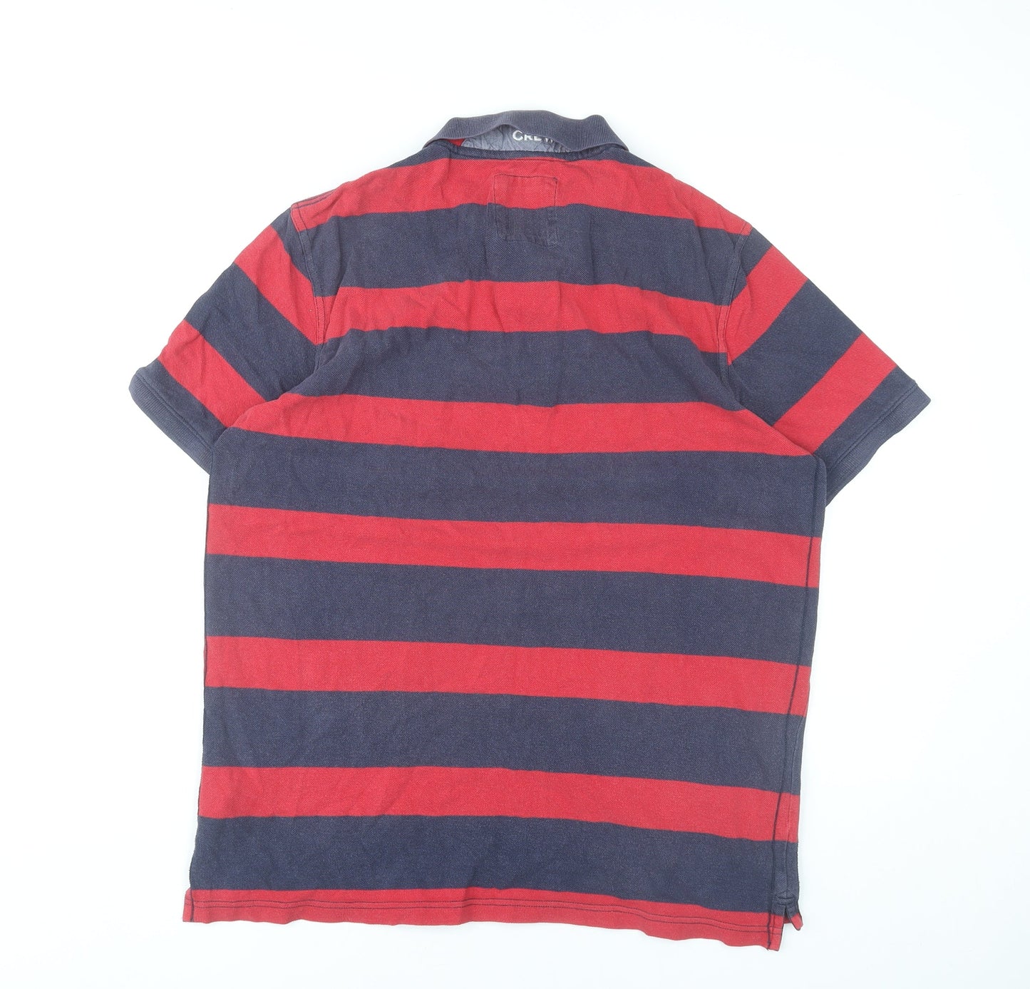 Crew Clothing Men’s Red Blue Striped Polo Shirt Size L Cotton