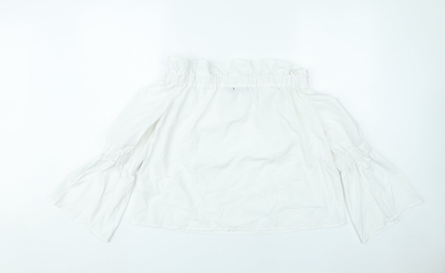 Boohoo Women’s White Off Shoulder Bell Sleeve Blouse UK 12