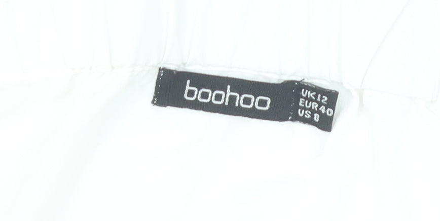 Boohoo Women’s White Off Shoulder Bell Sleeve Blouse UK 12