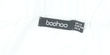 Boohoo Women’s White Off Shoulder Bell Sleeve Blouse UK 12