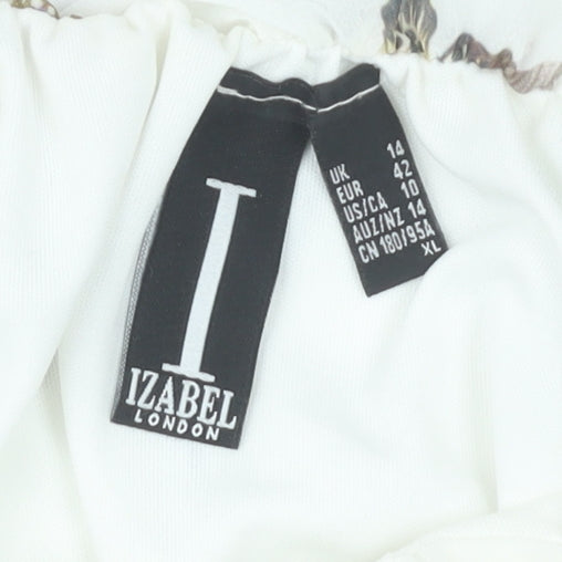 Womens UK Size 14 Izabel London White Tunic Blouse