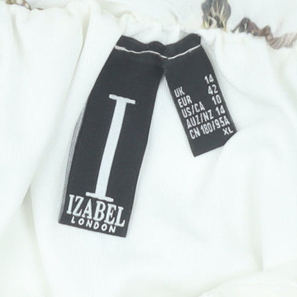 Womens UK Size 14 Izabel London White Tunic Blouse