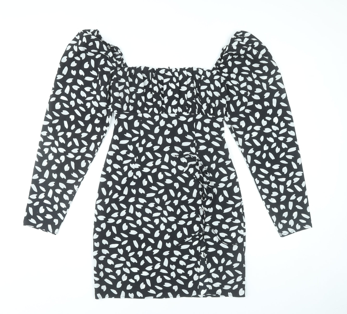 PrettyLittleThing Women’s Black White Bodycon Mini Dress Size 8