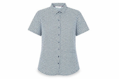 Disley Edition Womens Blue Geometric Button-Up Shirt Size 14