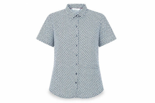 Disley Edition Womens Blue Geometric Button-Up Shirt Size 14