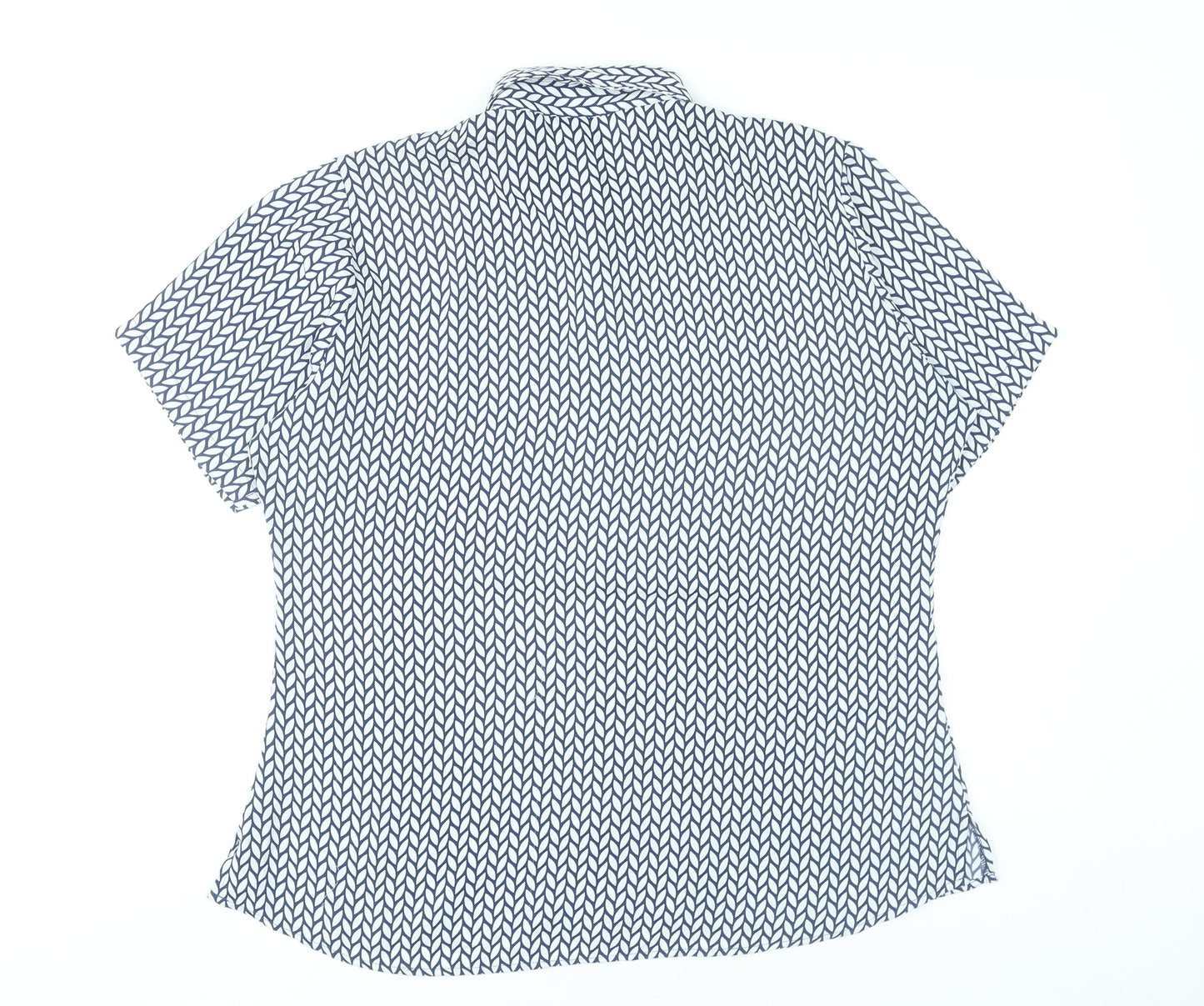 Disley Edition Womens Blue Geometric Button-Up Shirt Size 14