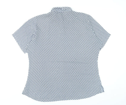 Disley Edition Womens Blue Geometric Button-Up Shirt Size 14