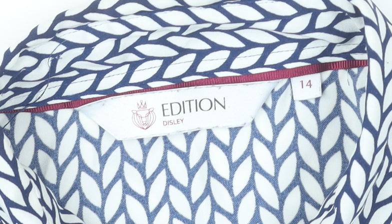 Disley Edition Womens Blue Geometric Button-Up Shirt Size 14