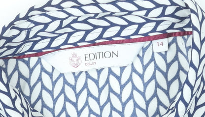 Disley Edition Womens Blue Geometric Button-Up Shirt Size 14