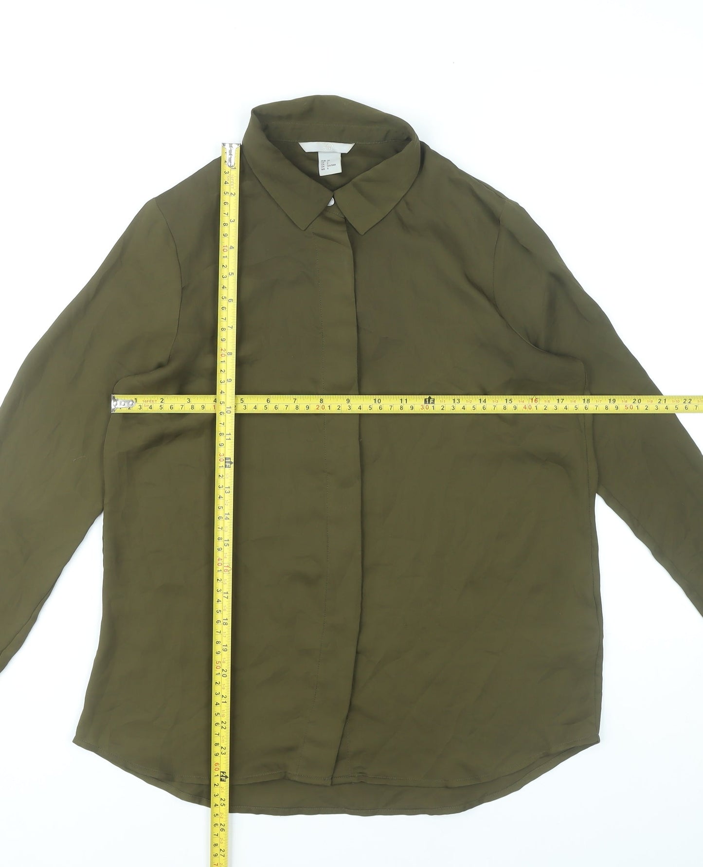 Womens UK Size 8 H&M Green Basic Button-Up
