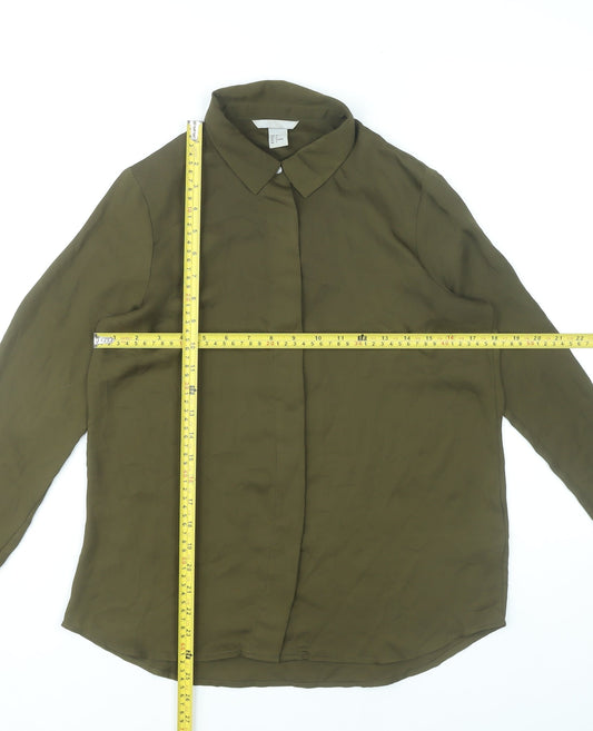 Womens UK Size 8 H&M Green Basic Button-Up