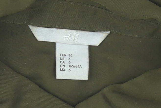Womens UK Size 8 H&M Green Basic Button-Up