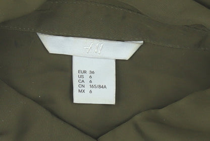 Womens UK Size 8 H&M Green Basic Button-Up