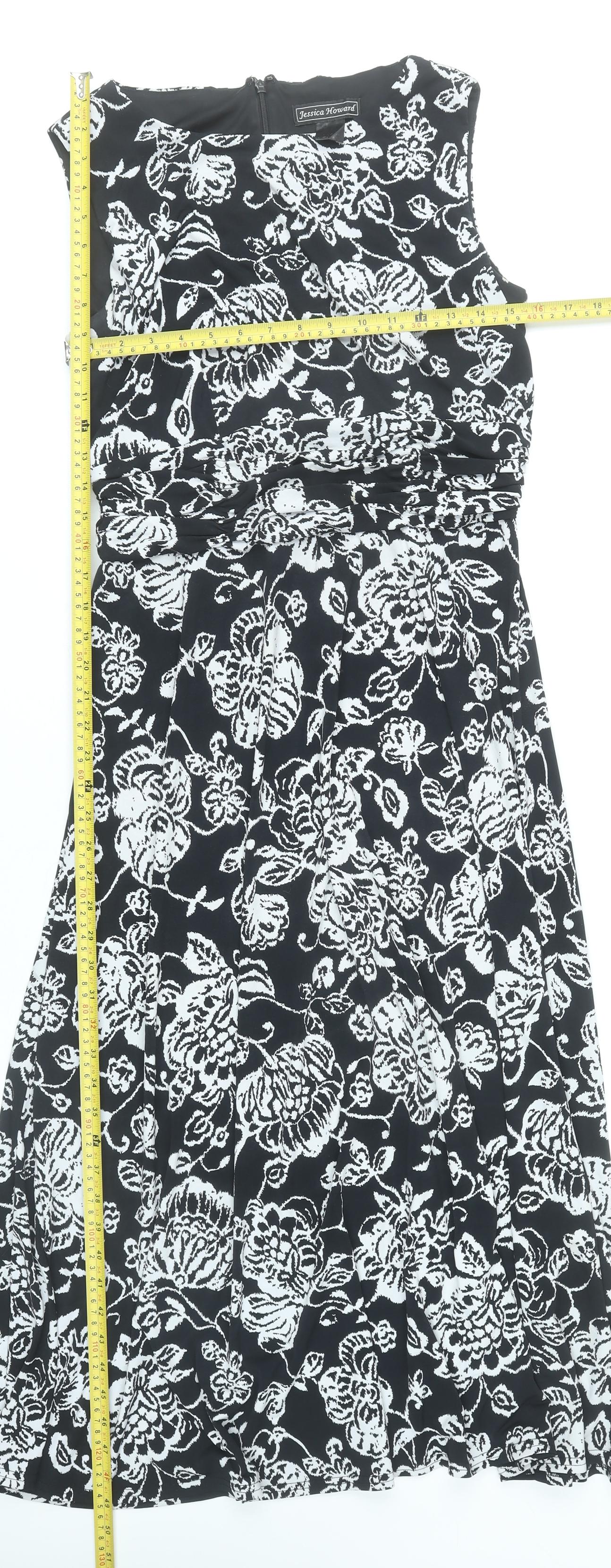 Jessica Howard Women’s Black Floral Fit & Flare Dress Size 12