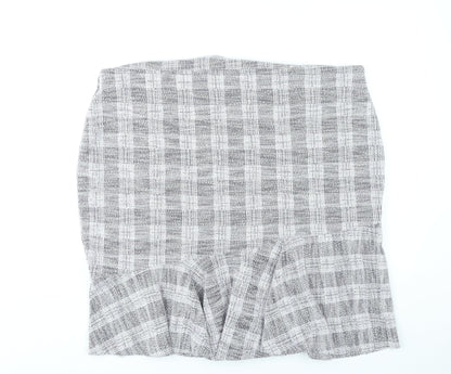 Next Women Grey Check Pencil Skirt Size 22 Knee Length Workwear