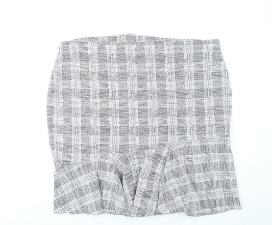 Next Women Grey Check Pencil Skirt Size 22 Knee Length Workwear