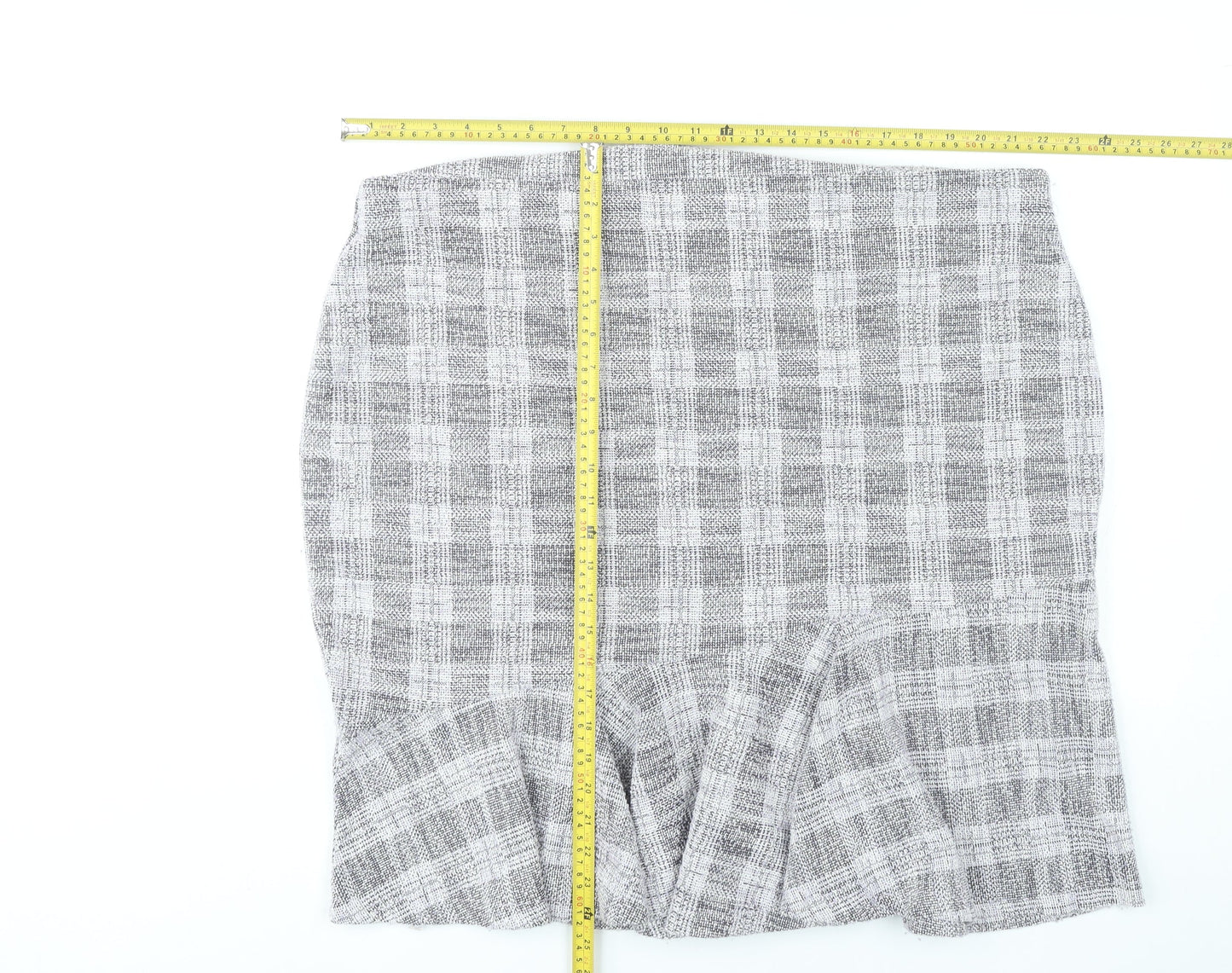 Next Women Grey Check Pencil Skirt Size 22 Knee Length Workwear