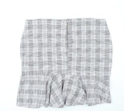 Next Women Grey Check Pencil Skirt Size 22 Knee Length Workwear