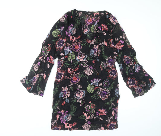 Next Womens Multicoloured Floral Cotton Shift Dress Size 8