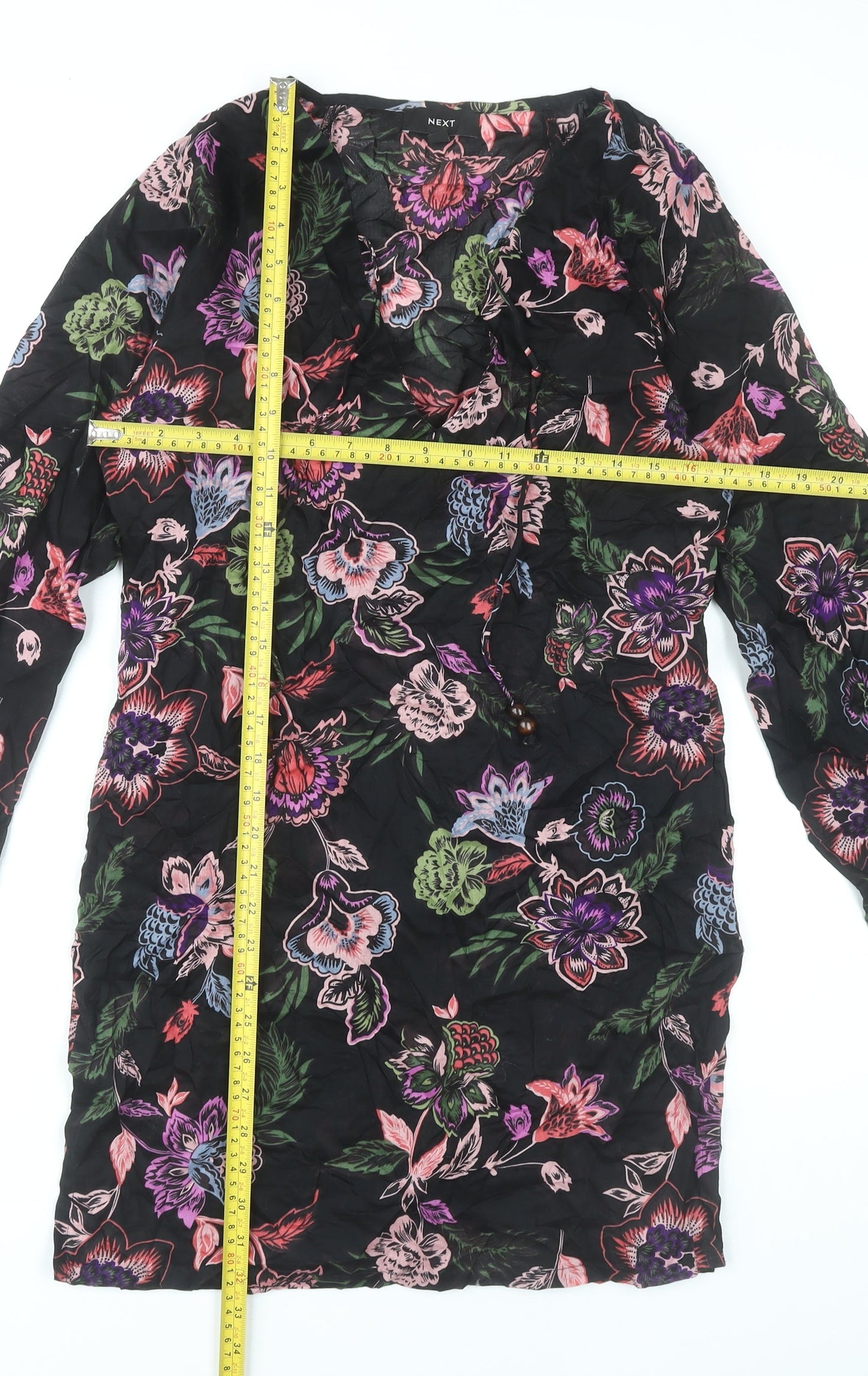 Next Womens Multicoloured Floral Cotton Shift Dress Size 8