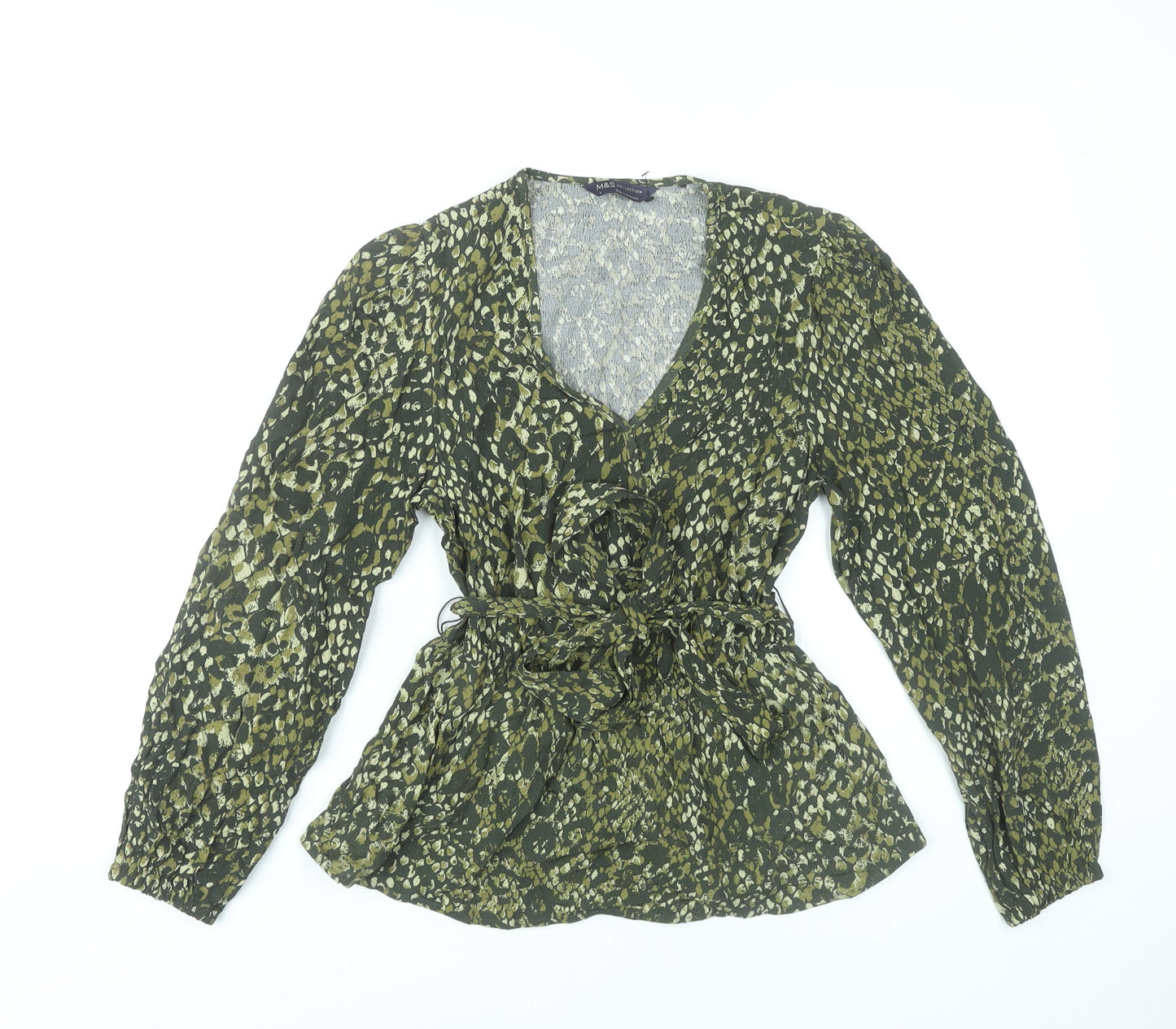 Womens UK Size 6 Marks and Spencer Green Wrap Blouse