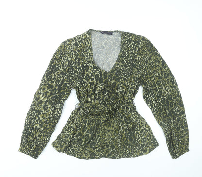 Womens UK Size 6 Marks and Spencer Green Wrap Blouse