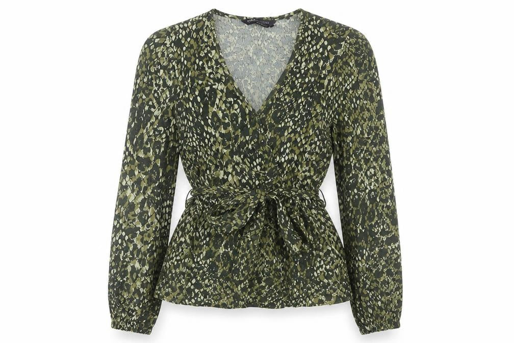 Womens UK Size 6 Marks and Spencer Green Wrap Blouse
