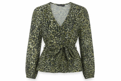 Womens UK Size 6 Marks and Spencer Green Wrap Blouse