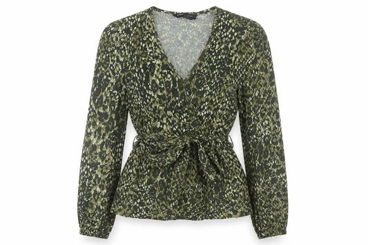 Womens UK Size 6 Marks and Spencer Green Wrap Blouse