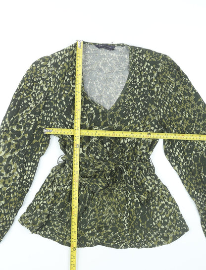 Womens UK Size 6 Marks and Spencer Green Wrap Blouse