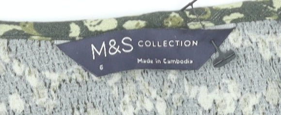 Womens UK Size 6 Marks and Spencer Green Wrap Blouse