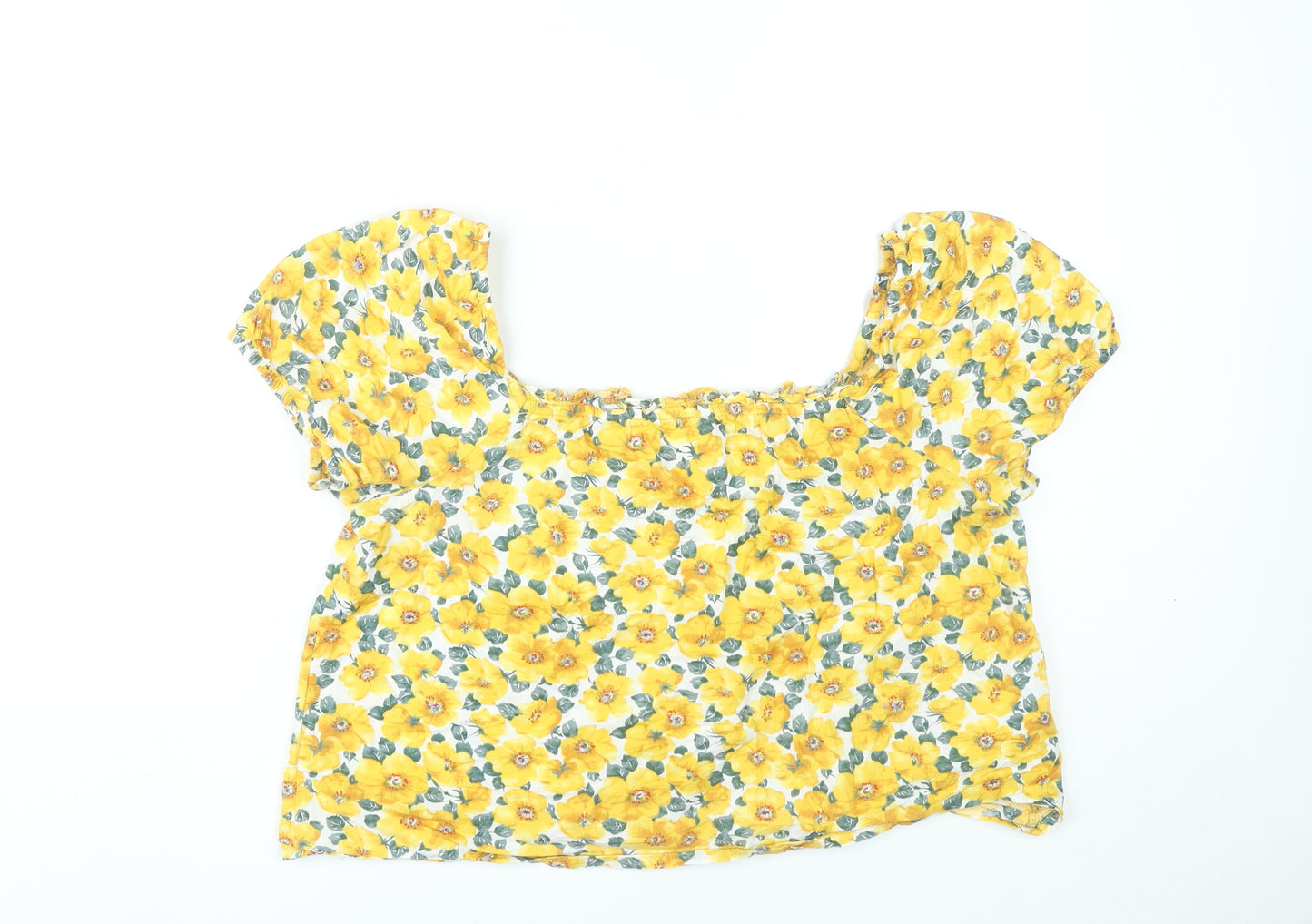Womens UK Size 16 VILA Yellow Cropped Blouse